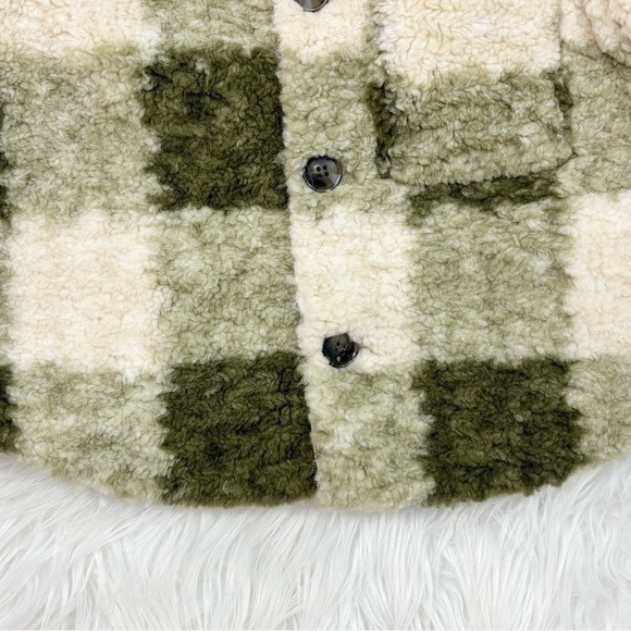 Zara Kids Toddler Fuzzy Sherpa Green Long Sleeves Button Down Jacket Size 2-3 - Picture 5 of 14